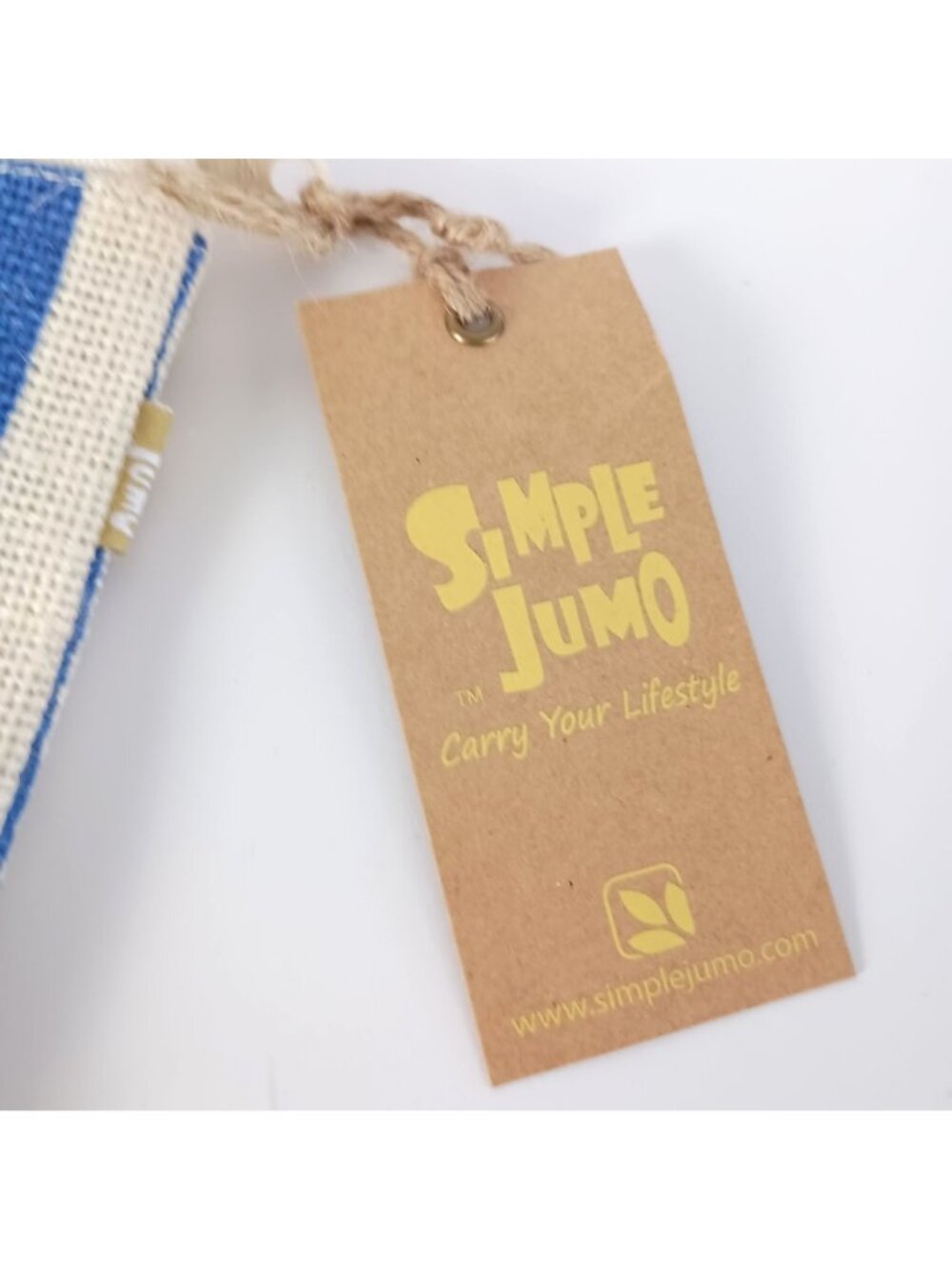 Simple Jumo Blue Stripe Jute Cosmetic Bag Eco Friendly Pouch Organizer NWT - Picture 8 of 8